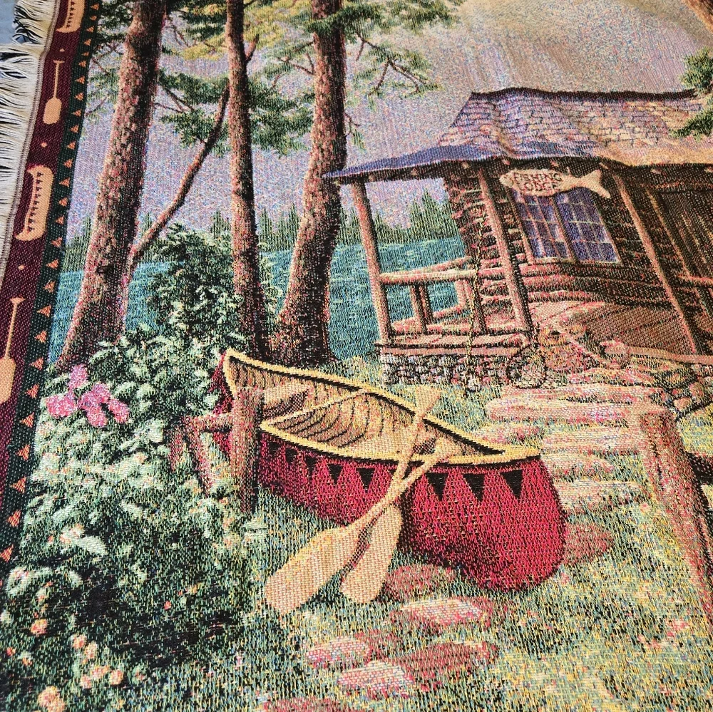 Crown Crafts Fishing Lodge Tapestry